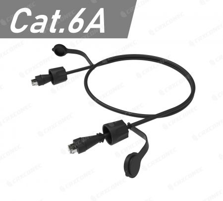 كابل باتش صناعي S/FTP Cat.6A 26AWG معتمد IP68 بطول 1 متر - كابل التصحيح الصناعي SFTP Cat.6A 26AWG بتصنيف IP68.